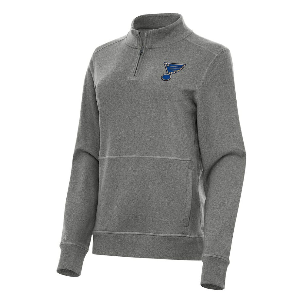St. Louis Blues Antigua Women's Crush Quarter-Zip Fleece Sweatshirt - Heather Black | NHL online