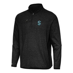 Seattle Kraken Antigua Certain Quarter-Zip Tri-Blend Sweatshirt - Heather Black | NHL Lifestyle
