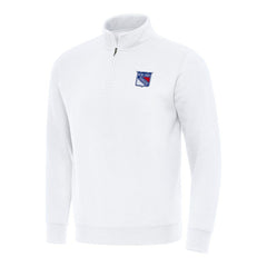 New York Rangers Antigua Victory Quarter-Zip Mock Sweatshirt - White | NHL Clearance