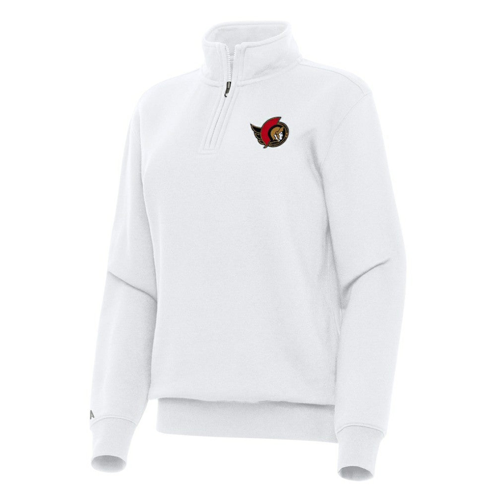 Ottawa Senators Antigua Women's Victory Quarter-Zip Sweatshirt - White | NHL Clearance