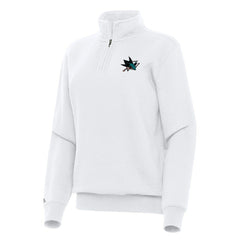 San Jose Sharks Antigua Women's Victory Quarter-Zip Sweatshirt - White | NHL discount