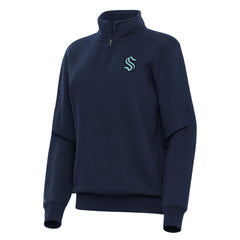 Seattle Kraken Antigua Women's Victory Quarter-Zip Sweatshirt - Navy | NHL Clearance