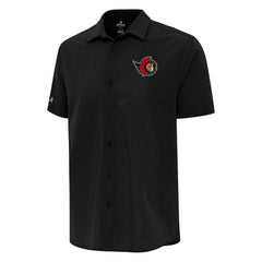 Ottawa Senators Antigua Activate Woven Short Sleeve Button-Up Shirt - Black | NHL on sale