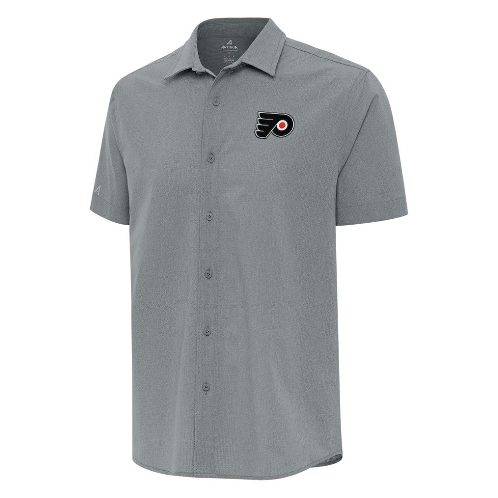 Philadelphia Flyers Antigua Activate Woven Short Sleeve Button-Up Shirt - Gray | NHL online