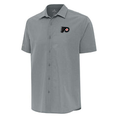 Philadelphia Flyers Antigua Activate Woven Short Sleeve Button-Up Shirt - Gray | NHL online