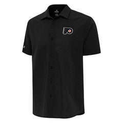 Philadelphia Flyers Antigua Activate Woven Short Sleeve Button-Up Shirt - Black | NHL discount