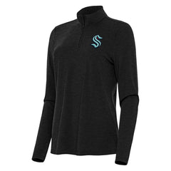 Seattle Kraken Antigua Women's Bright Quarter-Zip Top - Heather Black | NHL Clearance