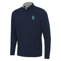 Seattle Kraken Antigua Content Quarter-Zip Pullover Top - Deep Sea Blue/Gray | NHL on sale