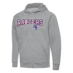 New York Rangers Antigua Big & Tall Victory Full-Zip Hoodie - Heather Gray | NHL Lifestyle