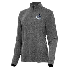 Vancouver Canucks Antigua Women's Mentor Quarter-Zip Mock Long Sleeve Top - Heather Black | NHL online