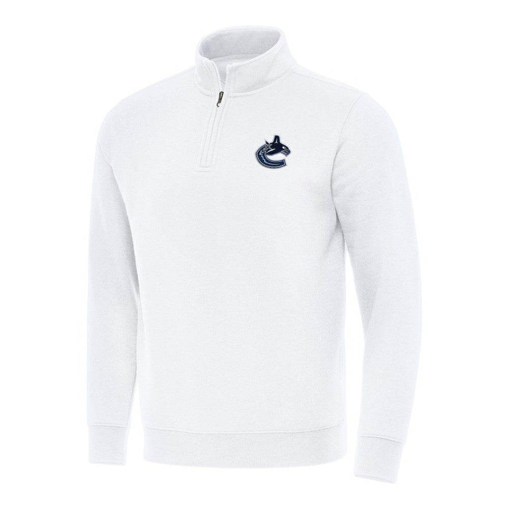 Vancouver Canucks Antigua Victory Quarter-Zip Mock Sweatshirt - White | NHL sale