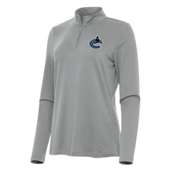 Vancouver Canucks Antigua Women's Reprocess Quarter-Zip Top - Gray | NHL Clearance