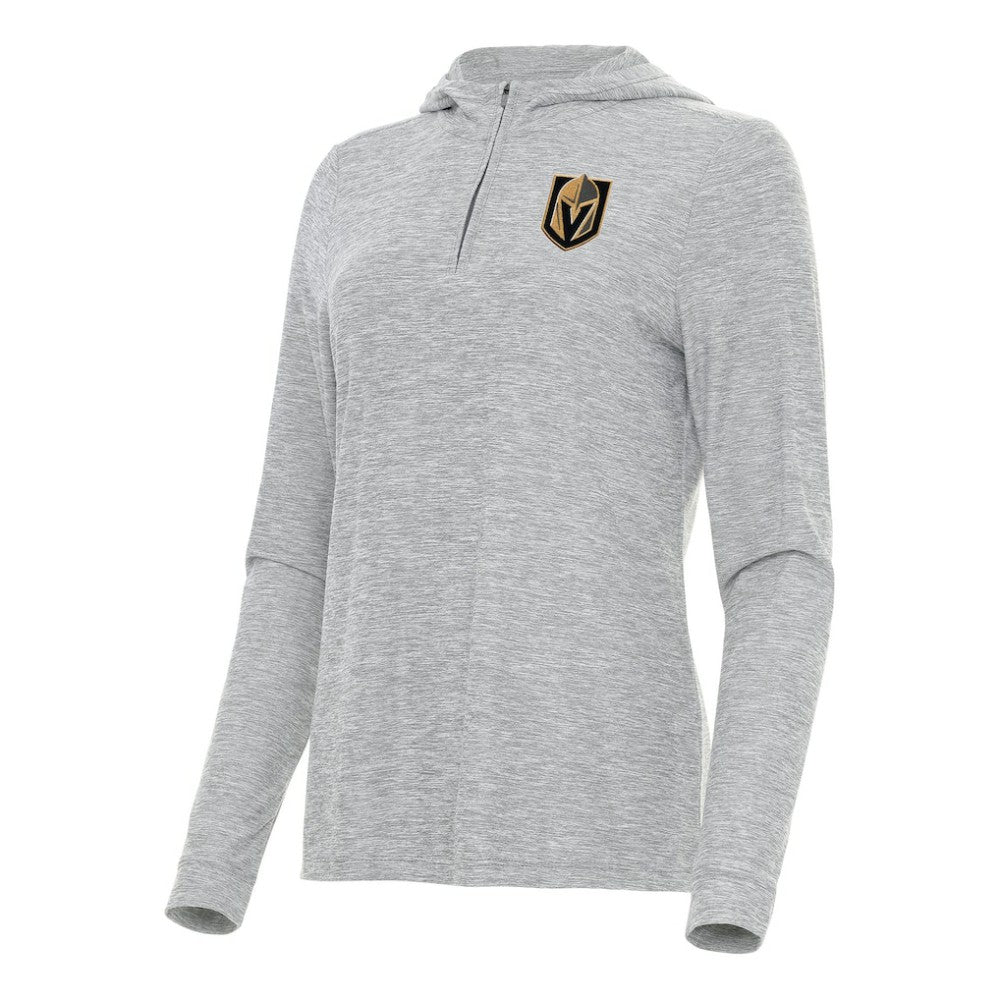 Vegas Golden Knights Antigua Women's Daybreak Quarter-Zip Hoodie - Heather Gray | NHL Clearance