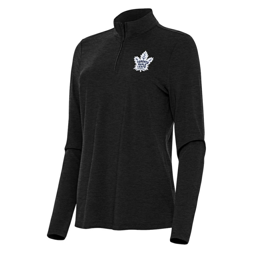 Toronto Maple Leafs Antigua Women's Bright Quarter-Zip Top - Heather Black | NHL Lifestyle