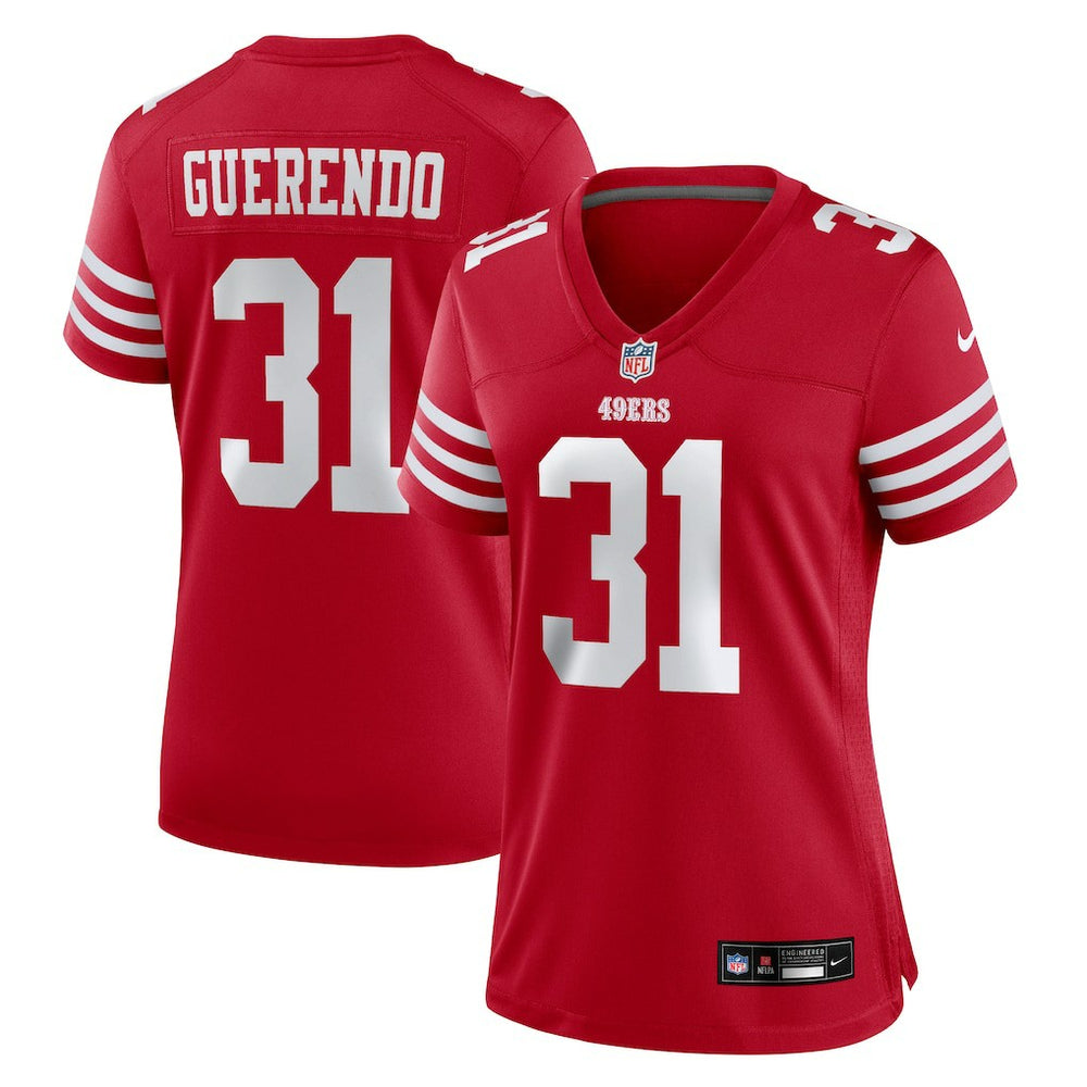 Isaac Guerendo San Francisco 49ers Women's Team Game Jersey - Scarlet - Nike