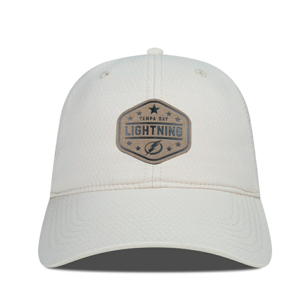 Tampa Bay Lightning Men's Levelwear Faux Leather Patch Unstructured Adjustable Hat - Cream | NHL near me
