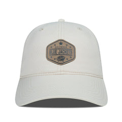 Columbus Blue Jackets Men's Levelwear Faux Leather Patch Unstructured Adjustable Hat - Cream | NHL on sale