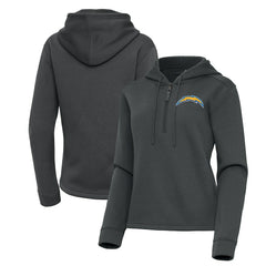Los Angeles Chargers Antigua Women's Contemporary Quarter-Zip Hoodie - Pewter - NFL
