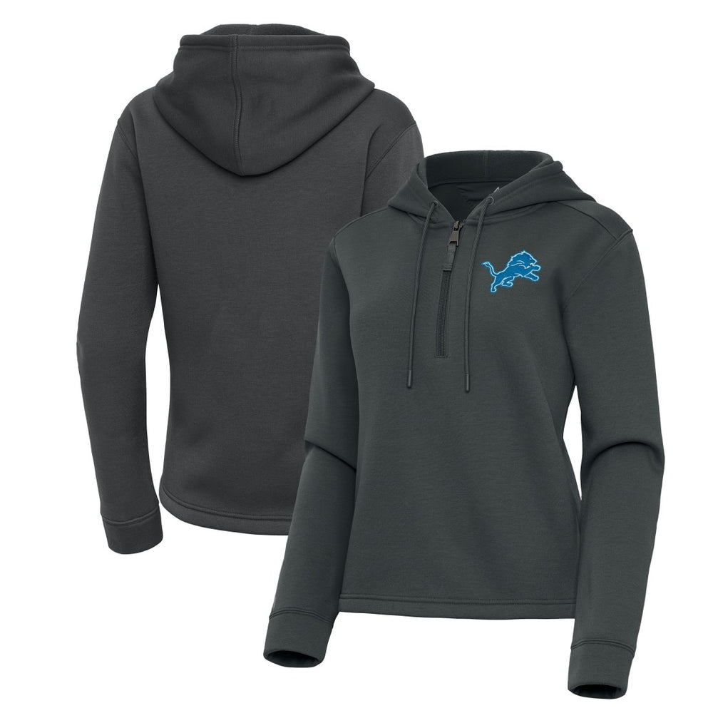 Detroit Lions Antigua Women's Contemporary Quarter-Zip Hoodie - Pewter - NFL