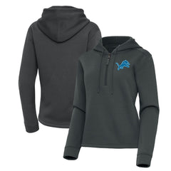 Detroit Lions Antigua Women's Contemporary Quarter-Zip Hoodie - Pewter - NFL