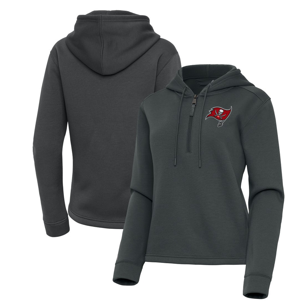 Tampa Bay Buccaneers Antigua Women's Contemporary Quarter-Zip Hoodie - Pewter - NFL
