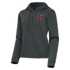 Tampa Bay Buccaneers Antigua Women's Contemporary Quarter-Zip Hoodie - Pewter - NFL