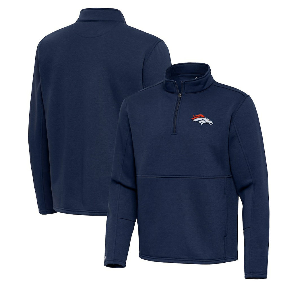 Denver Broncos Antigua Twist Quarter-Zip Pullover Jacket - Navy - NFL