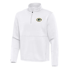 Green Bay Packers Antigua Twist Quarter-Zip Pullover Jacket - White - NFL