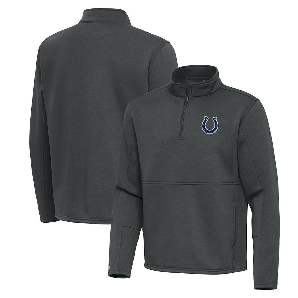 Indianapolis Colts Antigua Twist Quarter-Zip Pullover Jacket - Pewter - NFL