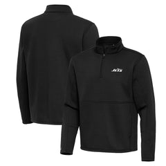 New York Jets Antigua Twist Quarter-Zip Pullover Jacket - Black - NFL