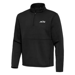 New York Jets Antigua Twist Quarter-Zip Pullover Jacket - Black - NFL