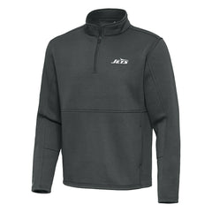 New York Jets Antigua Twist Quarter-Zip Pullover Jacket - Pewter - NFL