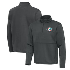 Miami Dolphins Antigua Twist Quarter-Zip Pullover Jacket - Pewter - NFL
