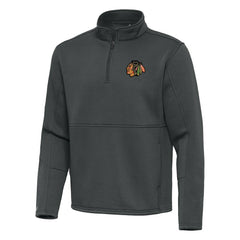 Chicago Blackhawks Antigua Twist Quarter-Zip Pullover Jacket - Pewter | NHL Clearance