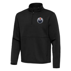 Edmonton Oilers Antigua Twist Quarter-Zip Pullover Jacket - Black | NHL Lifestyle
