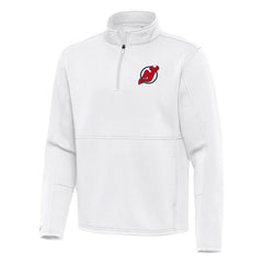 New Jersey Devils Antigua Twist Quarter-Zip Pullover Jacket - White | NHL Lifestyle