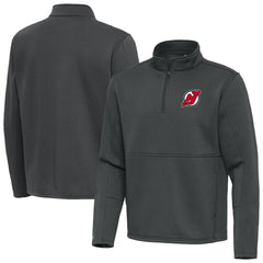 New Jersey Devils Antigua Twist Quarter-Zip Pullover Jacket - Pewter | NHL online