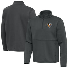 Pittsburgh Penguins Antigua Twist Quarter-Zip Pullover Jacket - Pewter | NHL online