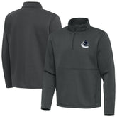 Vancouver Canucks Antigua Twist Quarter-Zip Pullover Jacket - Pewter | NHL Clearance