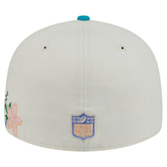 Miami Dolphins New Era Tonal Floral 59FIFTY Fitted Hat - Cream/Aqua - NFL