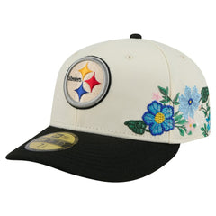 Pittsburgh Steelers New Era Tonal Floral 59FIFTY Fitted Hat - Cream/Black - NFL
