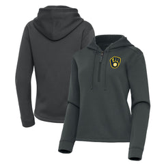 Milwaukee Brewers Antigua Women's Contemporary Quarter-Zip Hoodie Discount