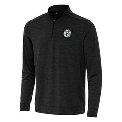 Brooklyn Nets Antigua Bright Quarter-Zip Top Heather Black