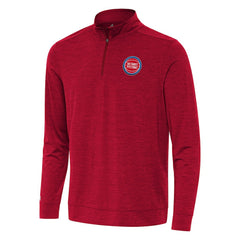 Detroit Pistons Antigua Bright Quarter-Zip Top Heather Red