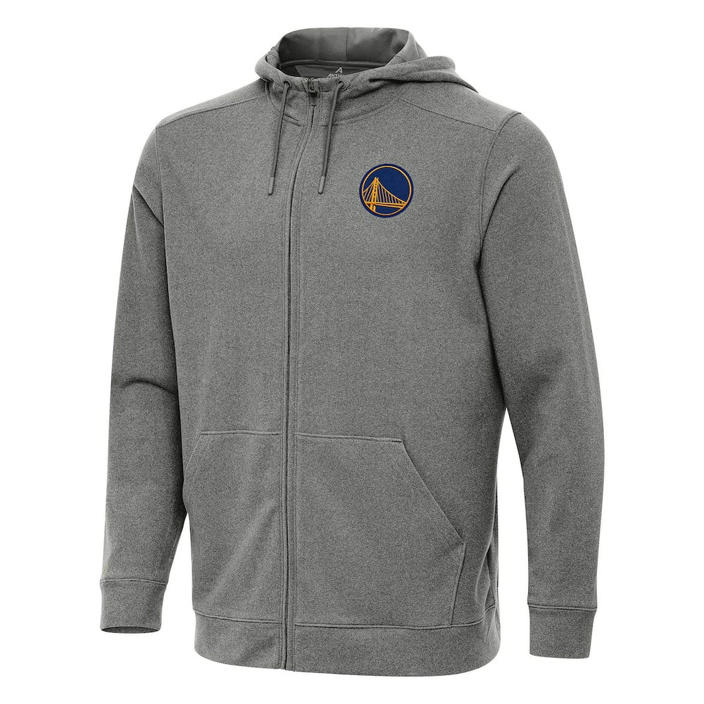 Golden State Warriors Antigua Effortless Full-Zip Hoodie Jacket Heather Charcoal