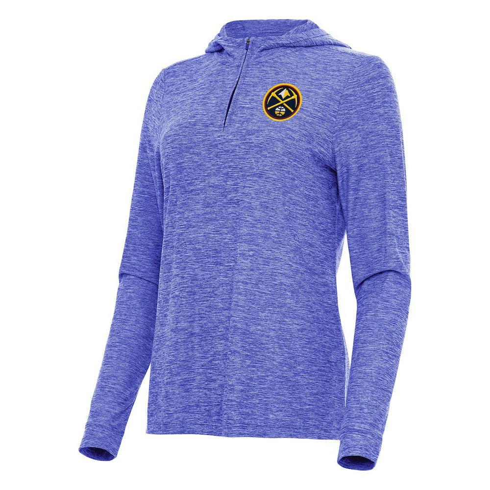 Denver Nuggets Antigua Women's Daybreak Quarter-Zip Hoodie Heather Blue