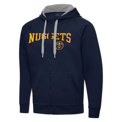 Denver Nuggets Antigua Big & Tall Victory Full-Zip Hoodie Jacket Navy