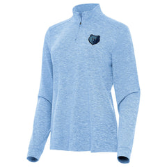 Memphis Grizzlies Antigua Women's Mentor Quarter-Zip Mock Long Sleeve Top Heather Powder Blue