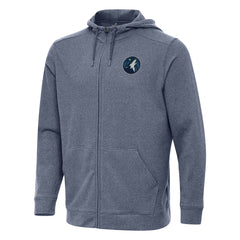 Minnesota Timberwolves Antigua Effortless Full-Zip Hoodie Jacket Heather Navy