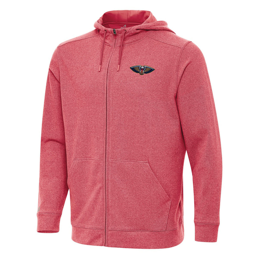 New Orleans Pelicans Antigua Effortless Full-Zip Hoodie Jacket Heather Red